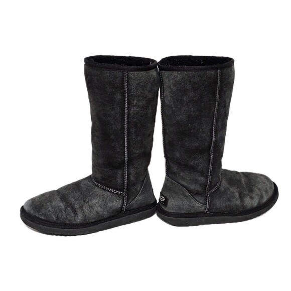 UGG Australia Boots Women's Classic Tall Boots Black Size 7 Leather Sheepskin - Picture 7 of 14